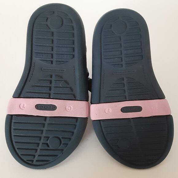 Crocs Keeley Charm Sandals Girls 7 Navy Blue Pink Hook & Loop Strap Water Shoes - Picture 7 of 8